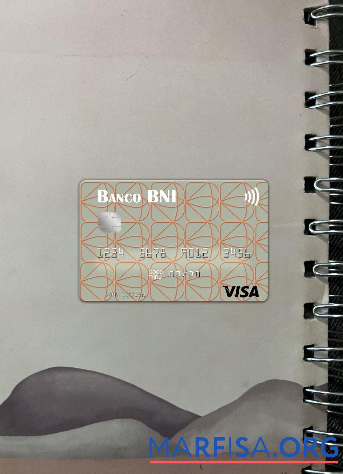 Printable Angola Banco de Negócios Internacional visa card photolook front download for verification